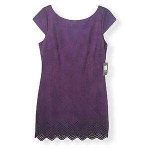 Vince Camuto Purple Faux Suede Lazer Cut Dress 12